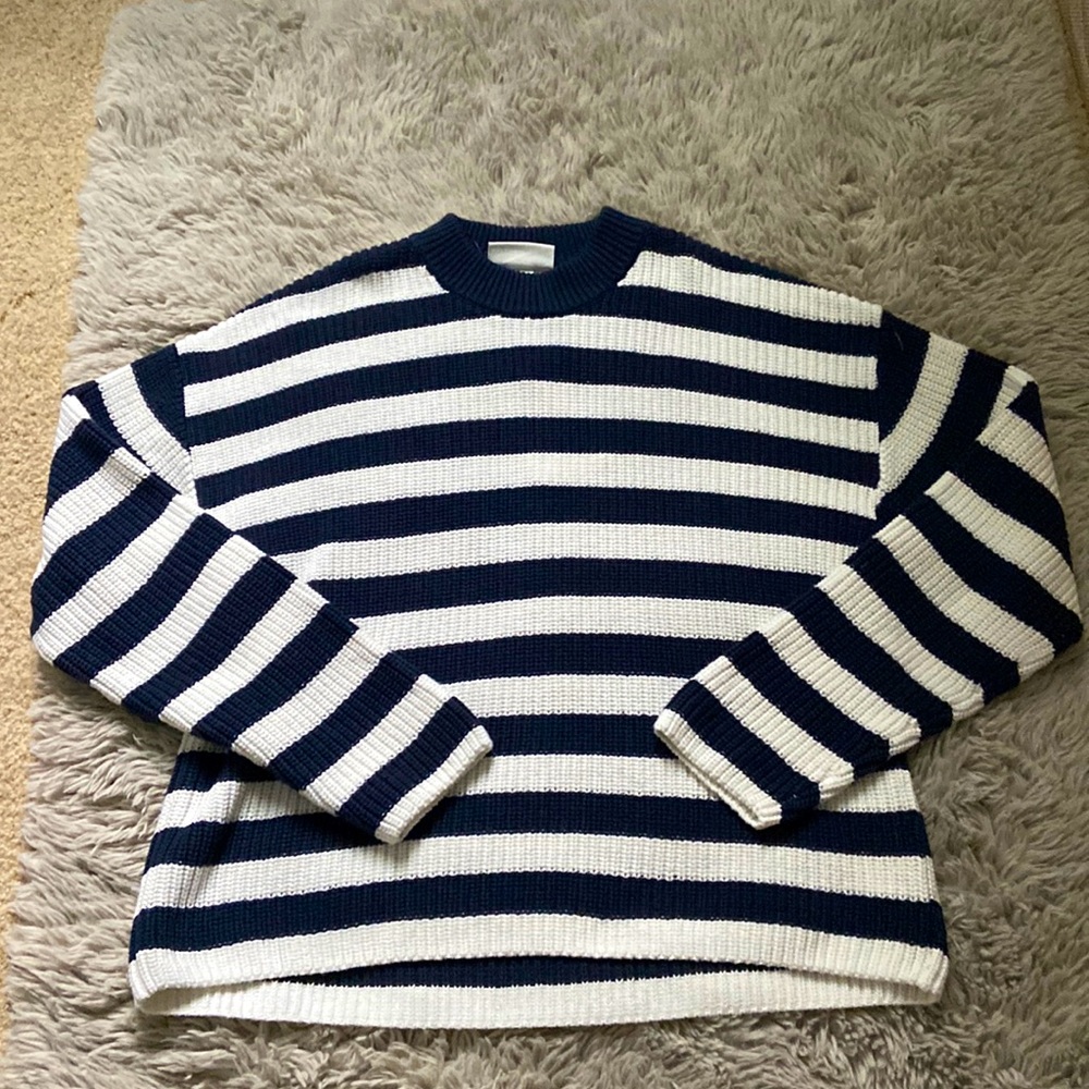 ASOS navy blue and white striped sweater